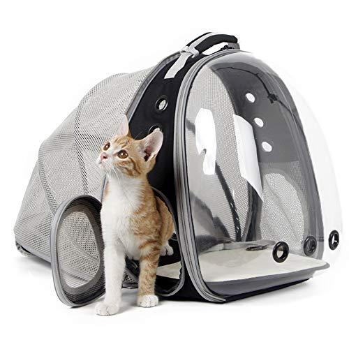 halinfer Expandable Cat Backpack, Space Capsule Bubble Transparent Clear Pet Carrier for Small Dog, Pet Carrying Hiking Traveling Backpack