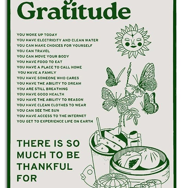Fmcmly Daily Gratitude Inspirational Metal Tin Sign Green Boho Room Aesthetic Decoration Home Kitchen Office Bedroom Cafes Wall Decor 8x12 Inch
