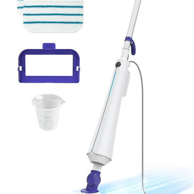 Professional Steam Mop Cleaner, 1300W Floor Steamer with Detergent Chamber, 25S Heat Up, Lightweight Steamer for Cleaning with 2 Washable Pads, Safe for Tiles, Upholstery, Carpet, Hardwood
