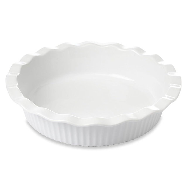 Miicol White Ceramic Pie Pan, 50 oz Ripple Edge Deep Baking Dish, 9 Inch Round Ceramic Pie Plate, Suitable for Quiche, Apple Pie, Meat Pie, Ideal Gift for Baking Lovers
