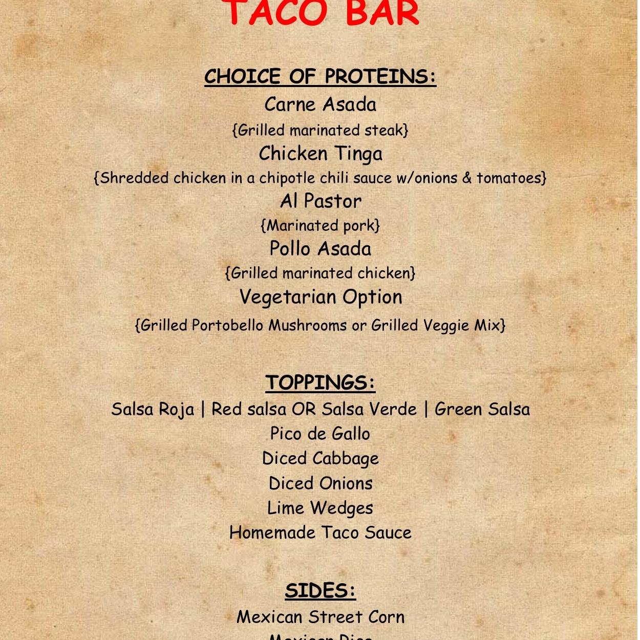 The two meat options will be Pollo Asado and Al Pastor