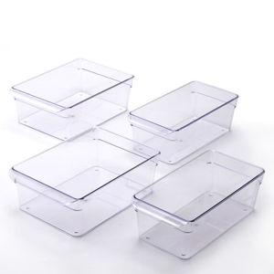 Mainstays Clear Plastic Fridge Organization Bin 4-Pack Set
