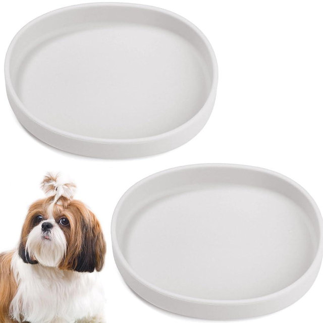 BNOSDM Silicone Dog Food Plate Shallow Dogs Bowl Flat Cat Dish 2 Pack Small Puppy Plates for Small Dog and Cats Whisker Fatigue Pet Feeding Bowls for Dry and Wet Food (Grey)