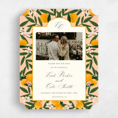 Orange Ticket Wedding Save the Date - Melissa Photo