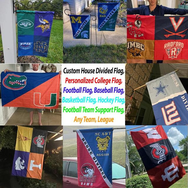 House Divided Flag, College Flags, College Football Flags, Pro Team Sports Flag, Custom Sports Flag, Pro Football Flag, Custom College Flag