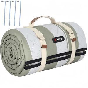 HX&OD Outdoor Picnic Blanket Extra Large, 80''*80' Waterproof Picnic Mat with Stakes Foldable Camping Blanket Portable with Carry Strap for Beach Mat (Green, 80''*80'')