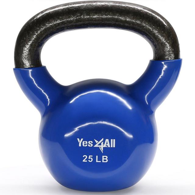 Yes4All Vinyl Coated Kettlebell Weights Set - Great for Full Body Workout and Strength Training - Vinyl Kettlebell 25 lbs