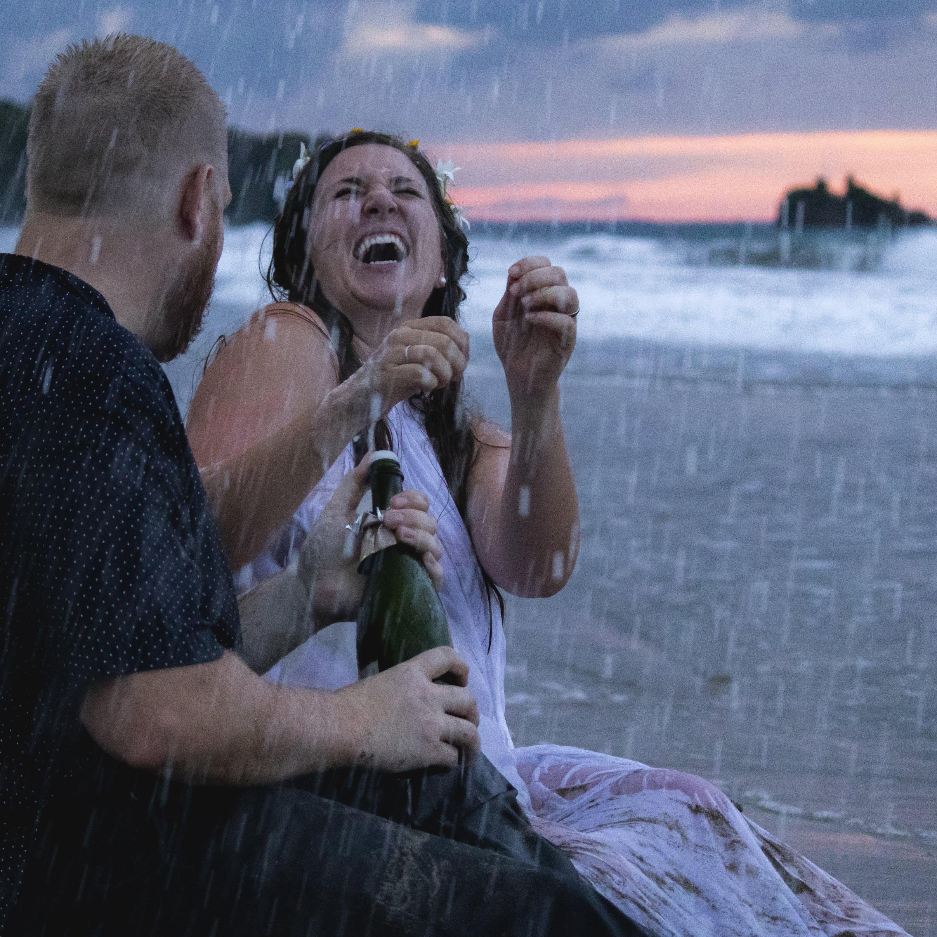 Popping the champagne in Costa Rica