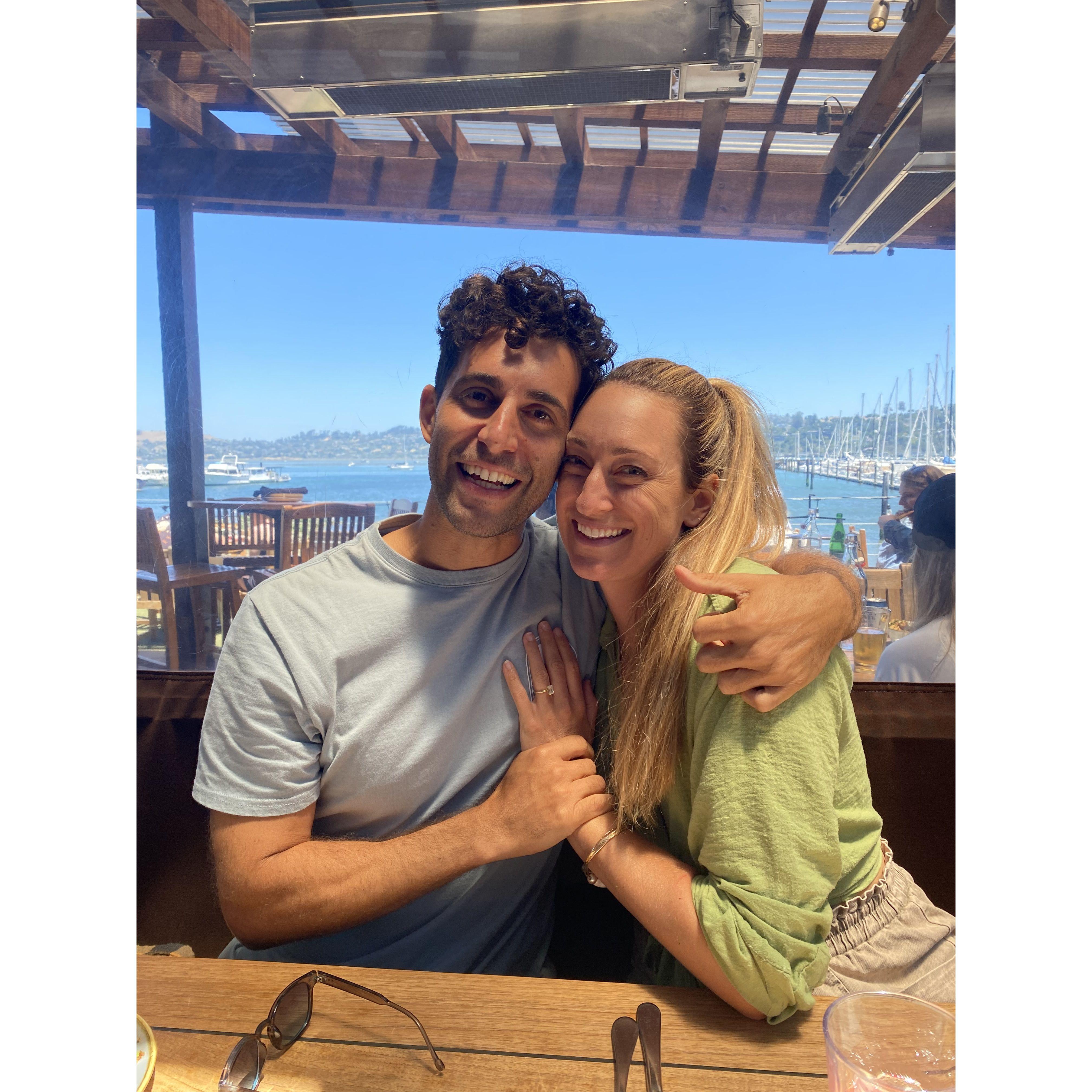 Suasalito, CA celebrating our engagement