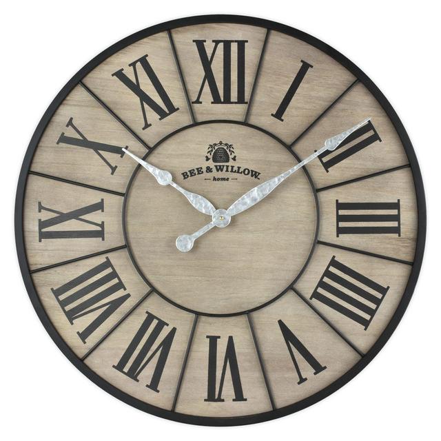 Bee & Willow™ Home 26-Inch Round Wall Clock in Rustic Grey/Black