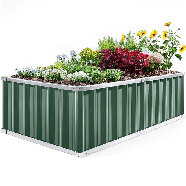 KING BIRD Raised Garden Bed 68" x 36" x 18" Heightened Galvanized Steel Metal Planter Box Outdoor for Deep-Rooted Vegetables, Flowers, Large Raised Bed Kit (Green)