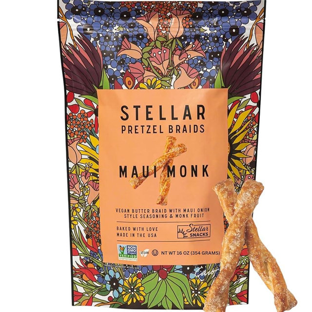 Stellar Snacks Maui Monk Pretzels, 16 Oz Large Resealable Bag, Vegan, Non-GMO, Gourmet Pretzel Sticks, Braids, Rods, Twists (16 Ounce, Maui Monk)