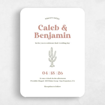 White Rounded Wedding Invitation - Avondale Classic