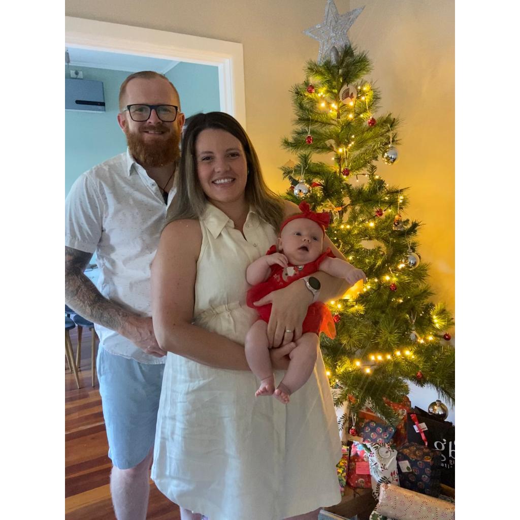 Our first Christmas with our 'peanut' Olivia, December 2022.