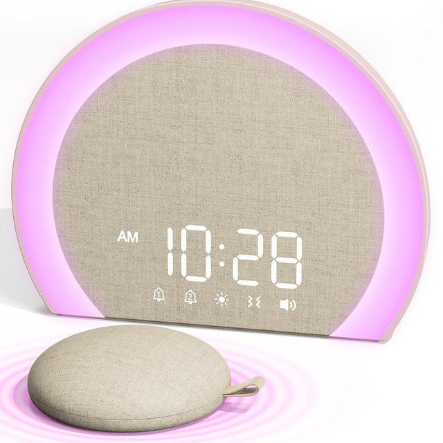 ANJANK Loud Alarm Clock with Wireless Bed Shaker, Vibrating Dual Alarm with Light Wake Up for Heavy Sleepers & Hearing Impaired, 9-Color Night Light, 5 Sounds, 0-100% Dimmer, USB Charger, Bedroom