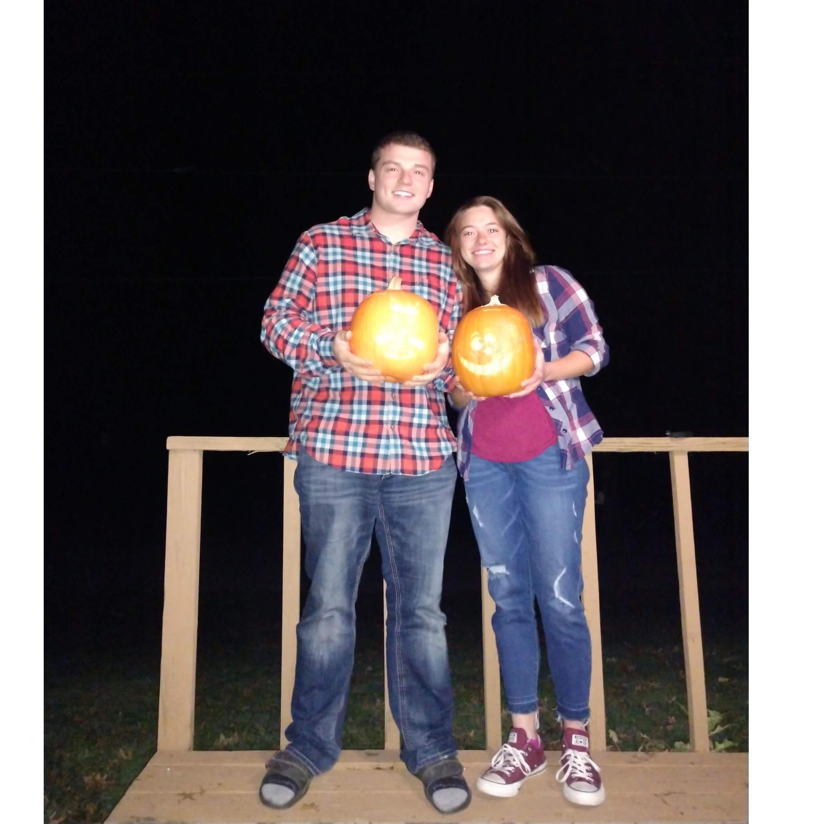 Clint's first time carving pumpkins (not too shabby!).