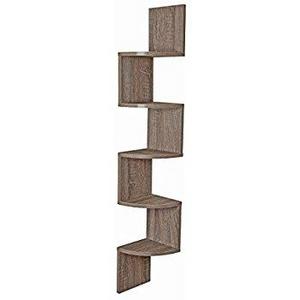 Danya B Large Rustic Weathered Oak Zig Zag Corner Wall Shelf