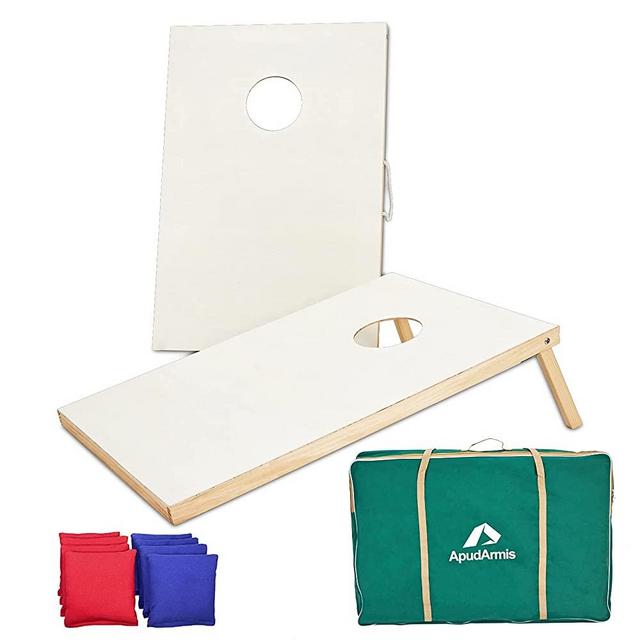 ApudArmis Wooden Cornhole Boards Set, 3x2Ft Classic Cornhole Outdoor Games Set with 8 Cornhole Bean Bags and Carrying Case - Tailgating BBQ’s Camp Lawn Yard Beach Game for Kids Adults Family