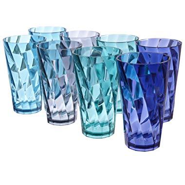 Optix 20-ounce Plastic Tumblers | set of 8 in 4 Coastal Colors