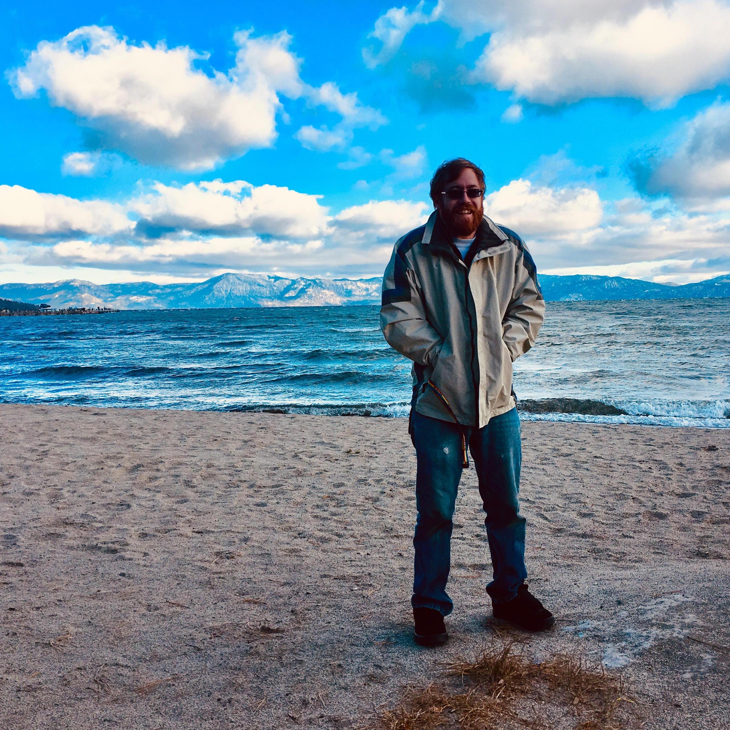 Becky forced Steven to take this photo on a frigid and windy day (it was 5 degrees). Doesn’t he look smashing?!