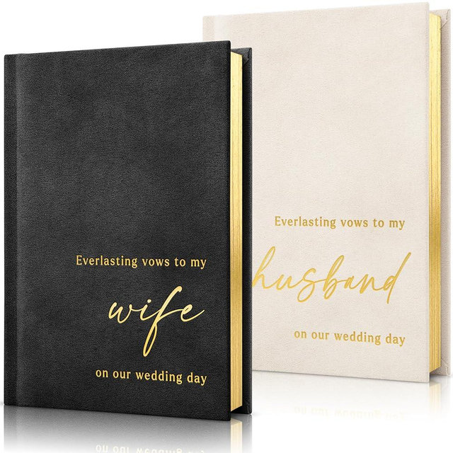Elegant Velvet Wedding Vow Books With Gold Foil Lettering - Perfectly Sized His and Hers Vow Books With Plenty Of Pages To Write Whatever is on Your Heart - A Beautiful Addition For The Wedding Day