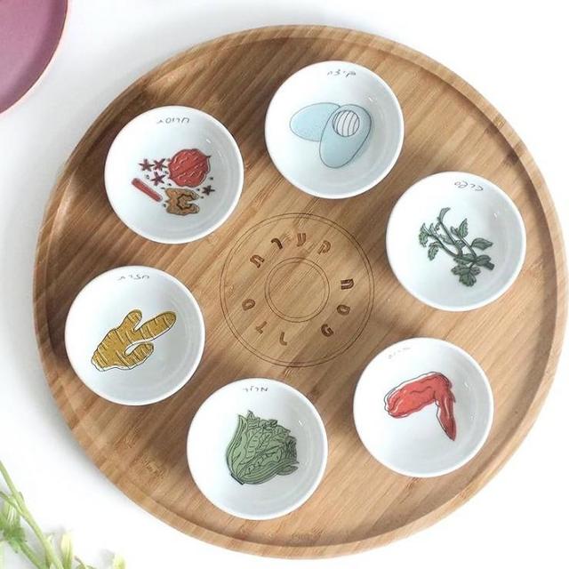 Seder Plate with Illustrated Dishes by Mickala Design