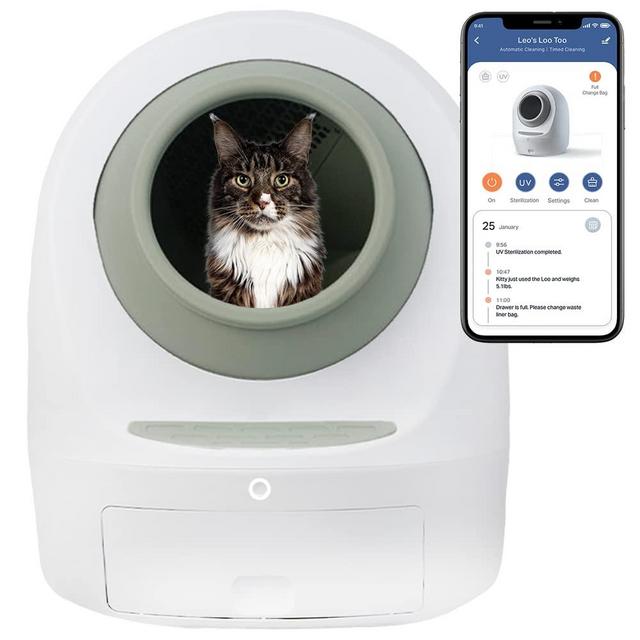 Smarty Pear Leo's Loo Too No Mess Automatic Self-Cleaning Cat Litter Box Includes Charcoal Filter, Built-in Scale, Smart Home App with Voice Control