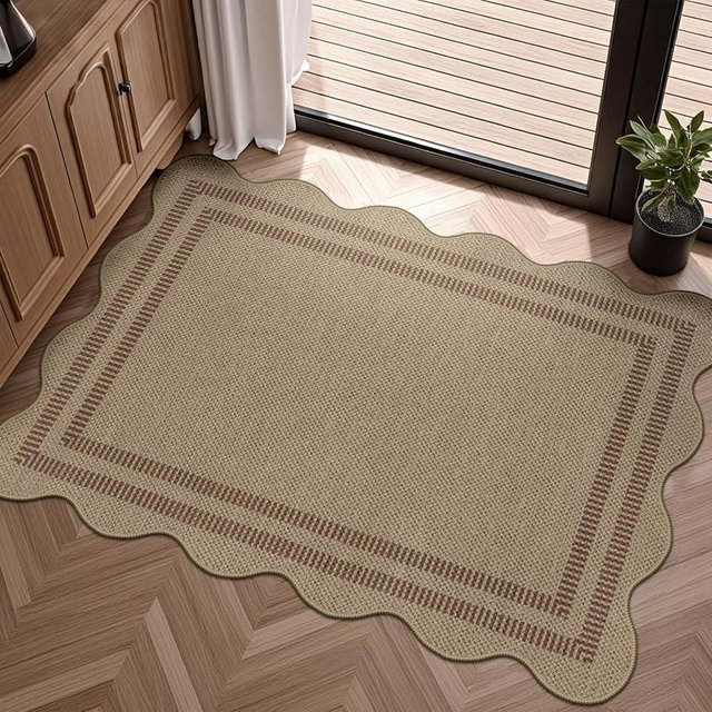 LORWER Easy Jute Outdoor Mats for Front Door, 2x3 Small Washable Kitchen Rugs, Farmhouse Brown Throw Rug Non Slip Indoor Outdoor Carpet for Entryway Porch Foyer