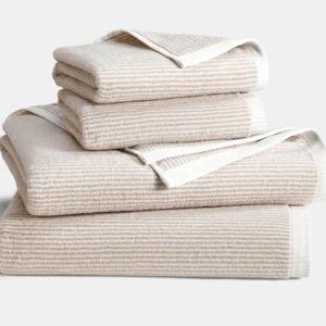 Plush Turkish Cotton Bath Sheet Bundle - Striped Pebble