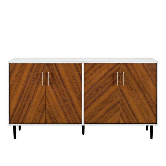 58" Modern Bookmatch Buffet White/Teak - Saracina Home