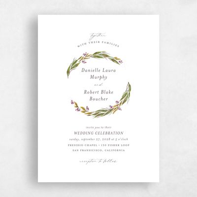 White Greenery Wedding Invitation - Heath Portrait