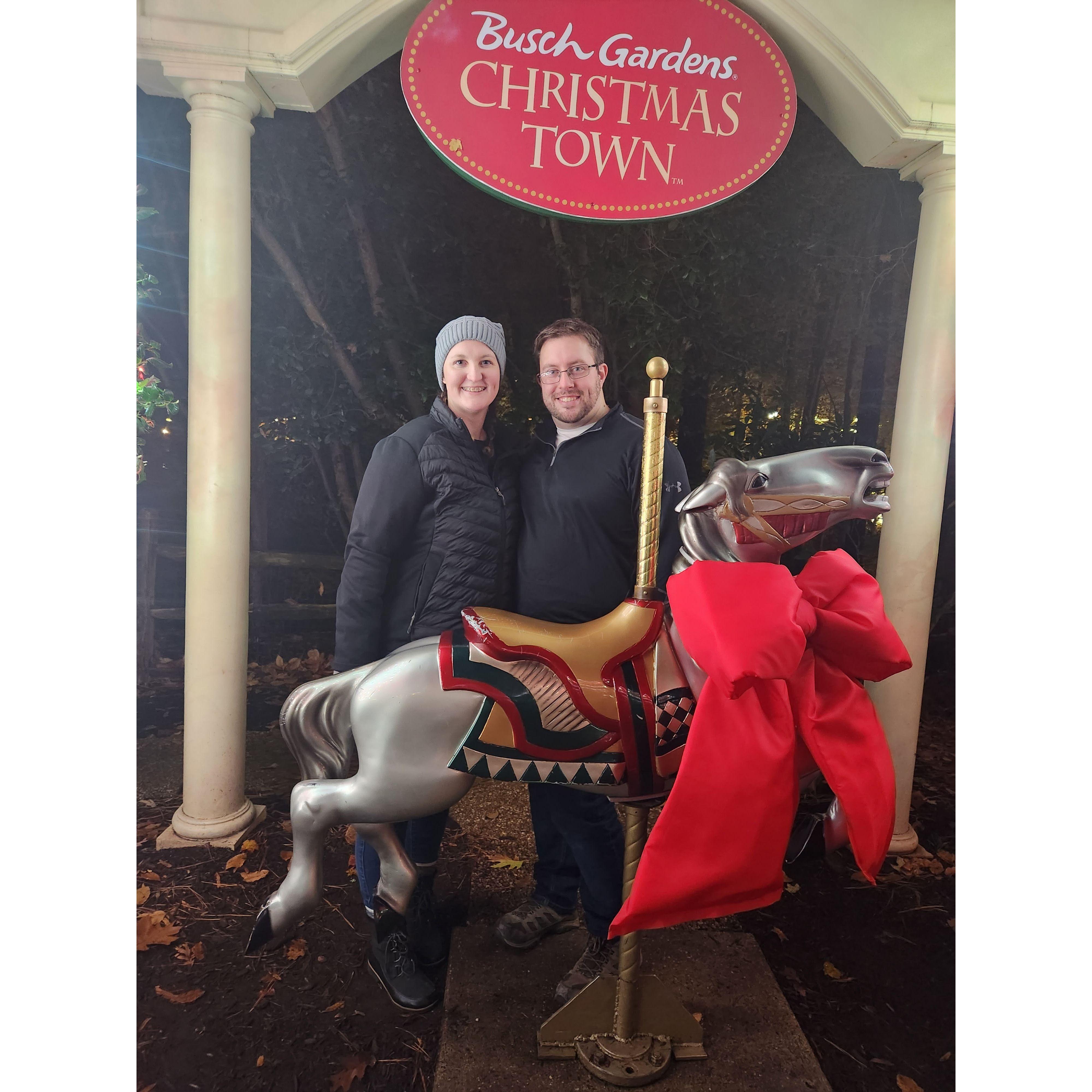 Austin took me to Busch Gardens at Christmas; Christmas lights are my favorite!