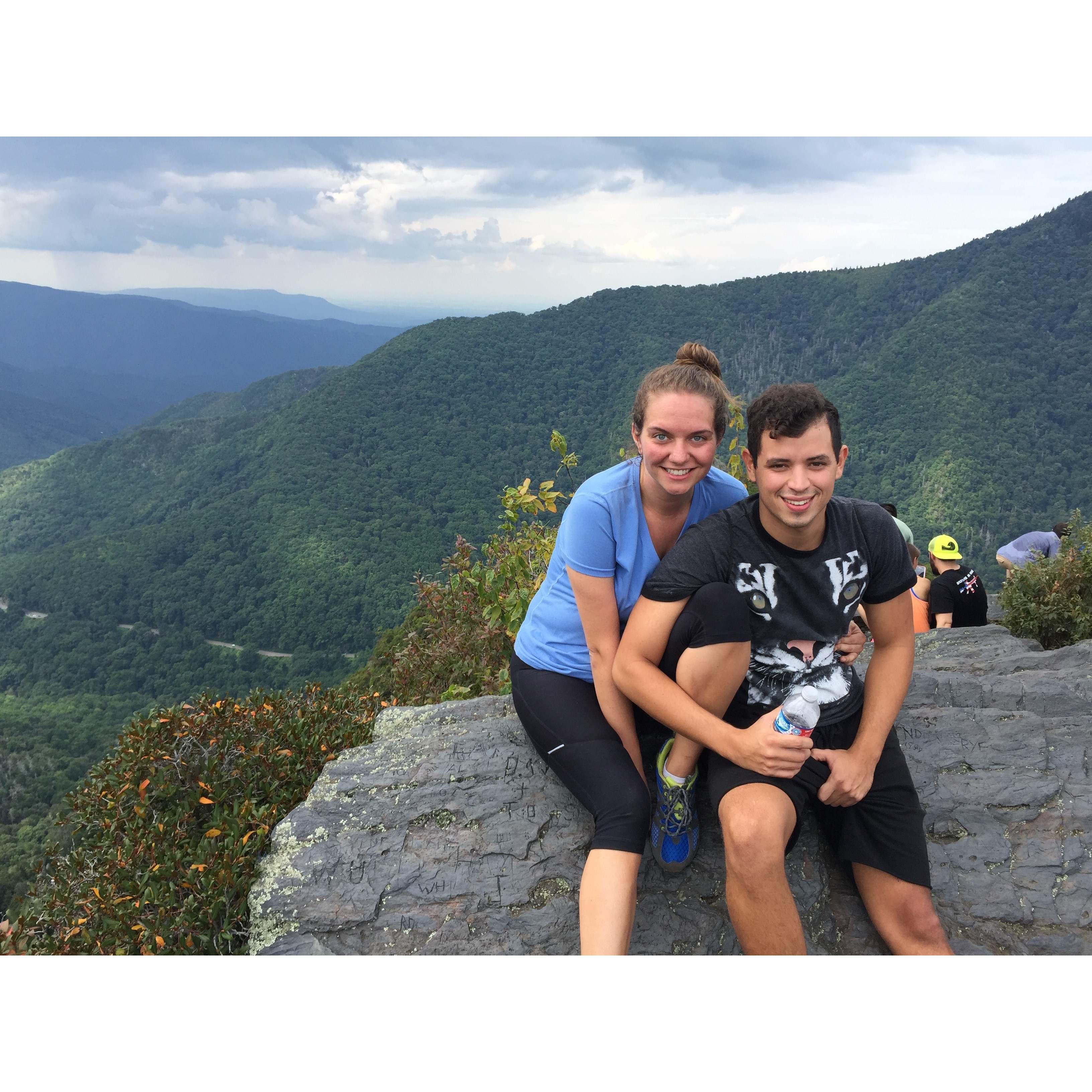 August 2015- Chimney Tops Climb in the Smoky Mountains. "The climb was definitely a struggle..." says Eddie "...but the view and experience we had was worth it."
Jackie was not ready for the stairs.