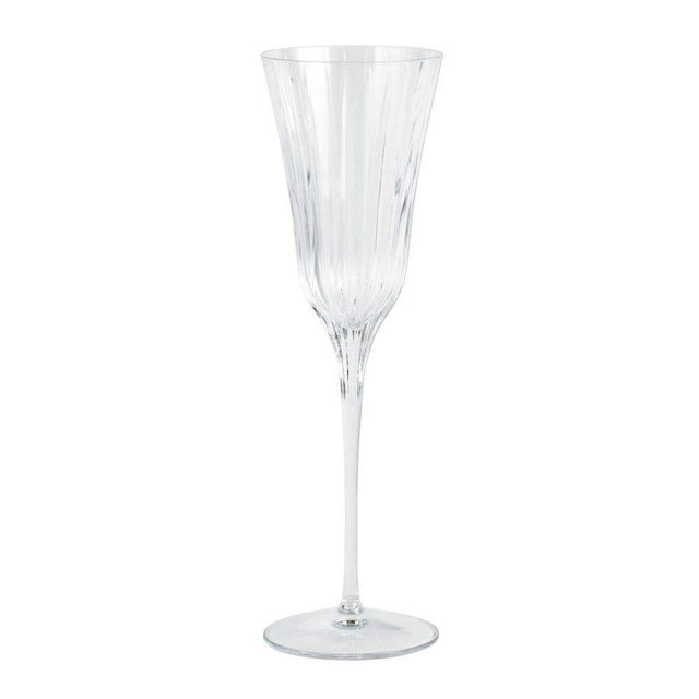 Vietri Natalia Champagne Glass Elegant Tall Fluted Stem Drinkware for Celebrations and Toasting 9.75 Inch Clear