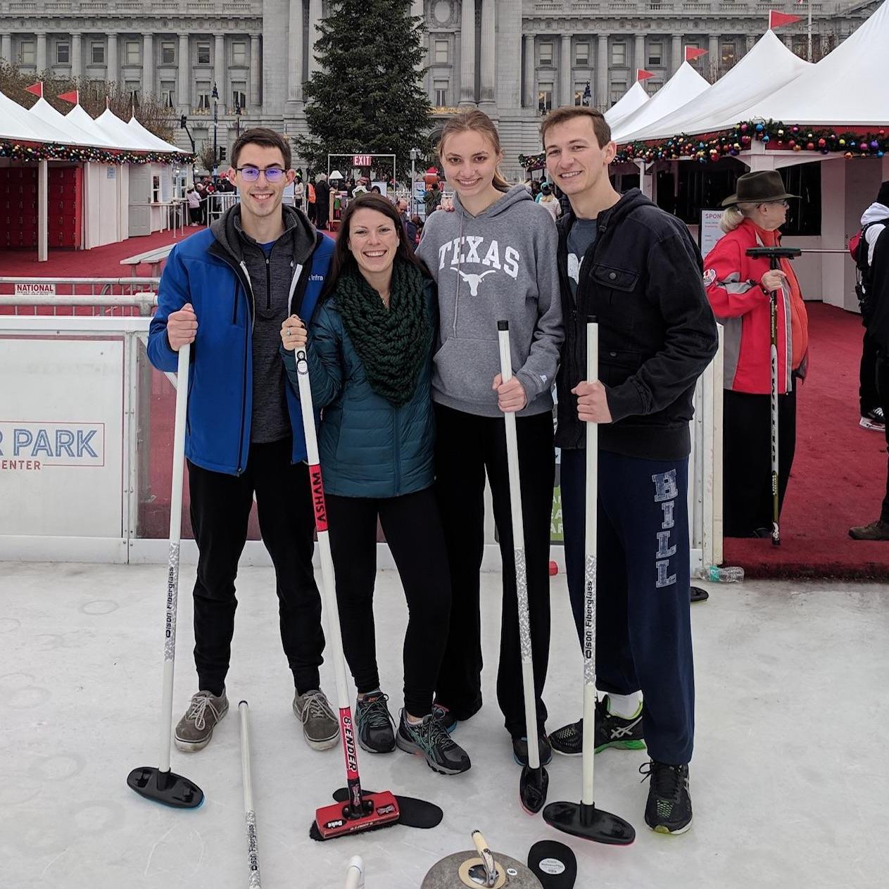 Curling in SF with friends Erika and Ryan