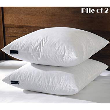 basic home 18x18 Decorative Throw Pillow Inserts-Down Feather Pillow Inserts-Square-Cotton Fabric-Set of 2-White. …