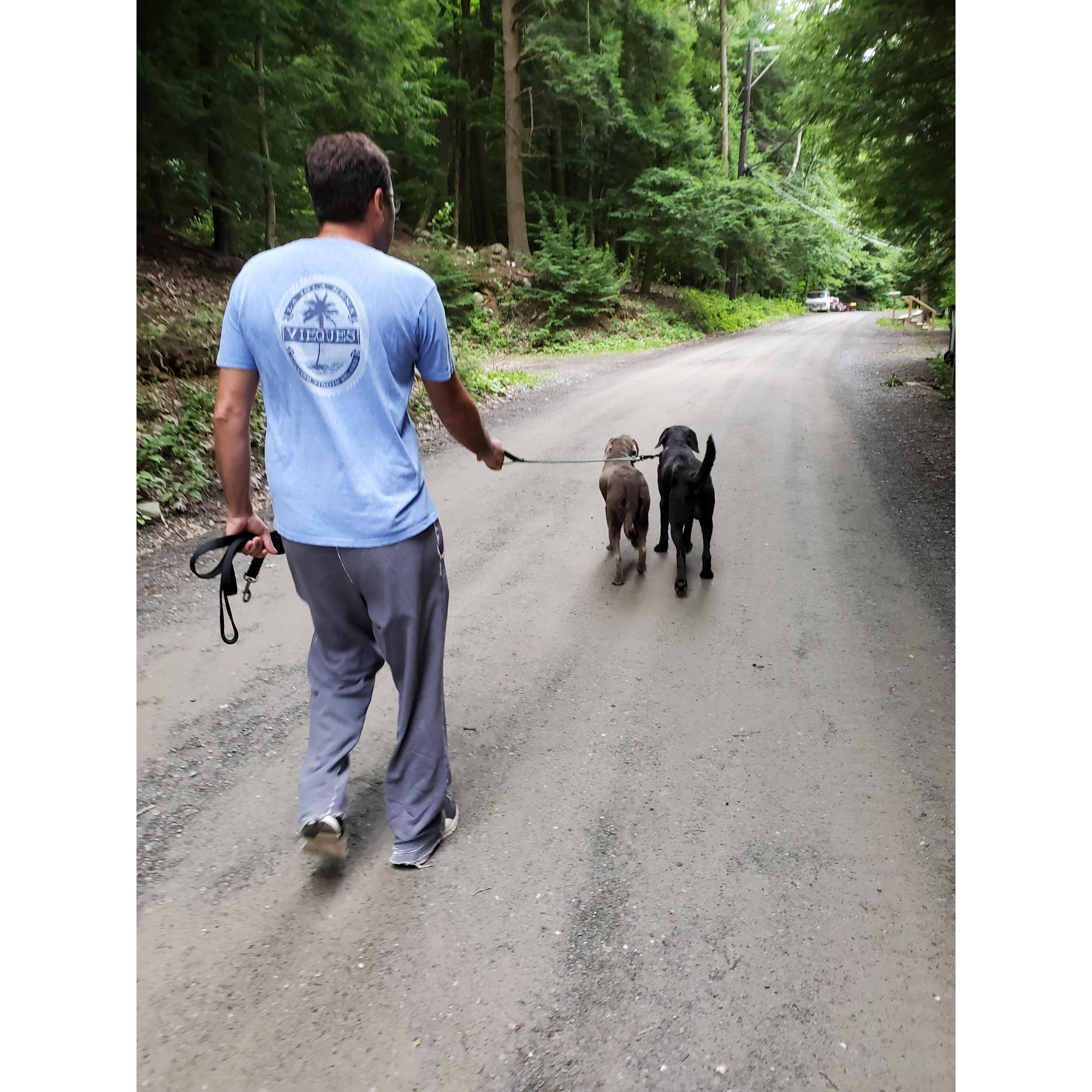 Walking with the pups at Babcock Lake.