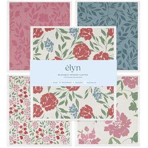 ELYN Swedish Dishcloths, Reusable & Washable Sponge Cloths, Absorbent Cleaning Paper Towels for Kitchen, Dishes, Counters and More, 5 Pack, Assorted Soft Botanical Patterns