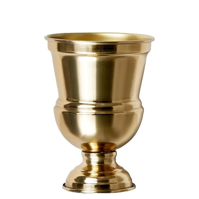 Serene Spaces Living Decorative Gold Vase Urn, Gold Vases for Centerpieces, Metal Vase Use for Home Decor, Wedding, Parties, Floral Arrangements, Measures 5.5" Diameter & 7.5" Tall