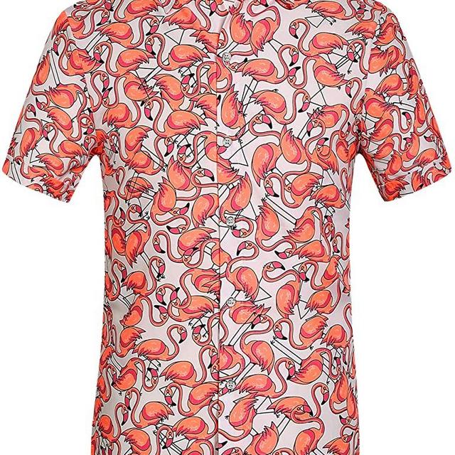 SSLR Men's Printed Casual Button Down Short Sleeve Hawaiian Shirts
