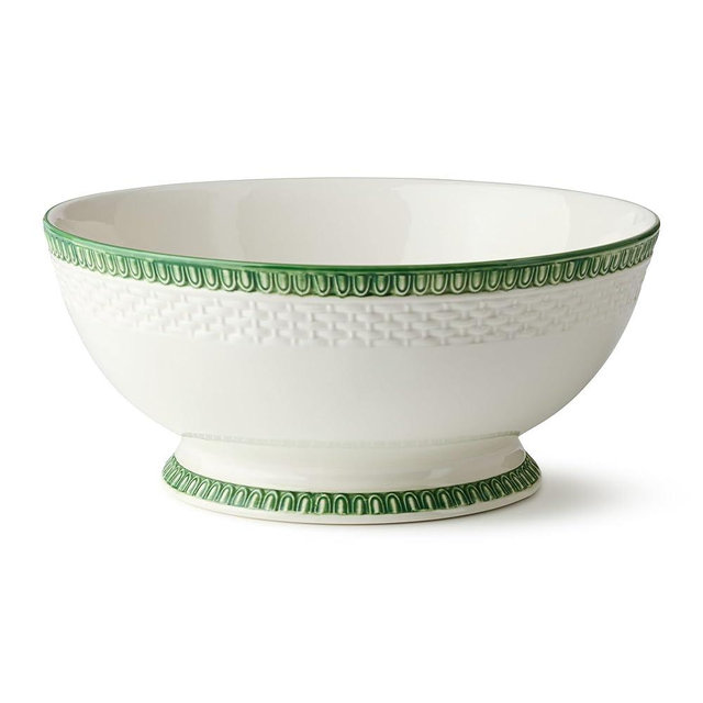 Le Jardin 10.9 Inch EMBOSSED DEEP BOWL – 120oz Stoneware Serving Bowl with Textured Rim – Ideal for Salads, Pastas, and Easter Table Centerpieces
