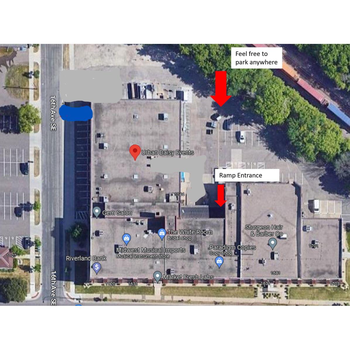 All guests must enter and depart the space thru the specified, accessible door located on the north side of the building.