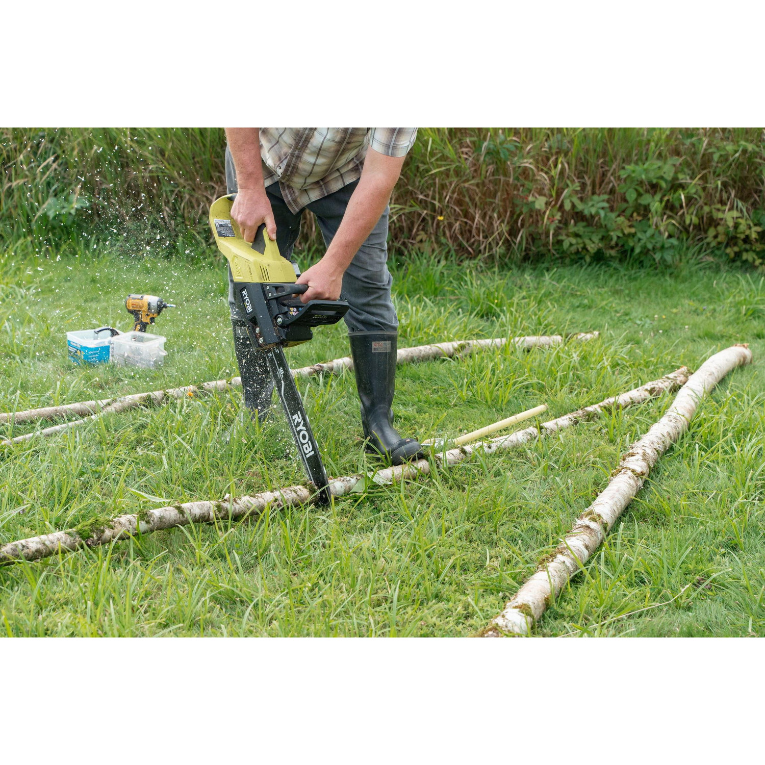 Eric (the proprietor of West Branch Pond Camps) chopped down 2 live birch trees on the morning of our wedding to create our chuppah