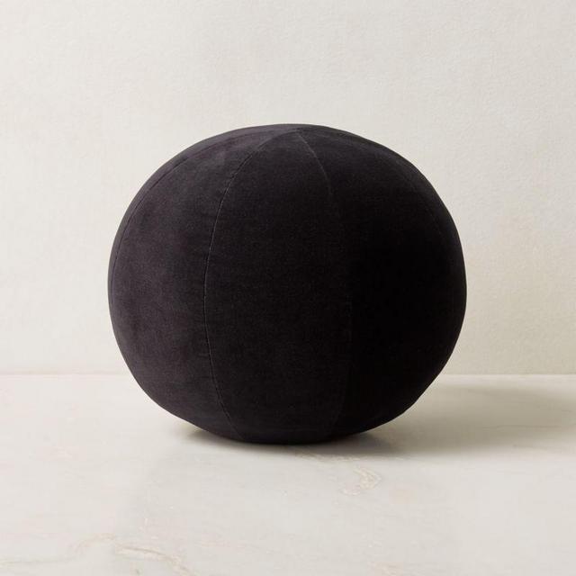 Terre Olive Green Velvet Sphere Throw Pillow