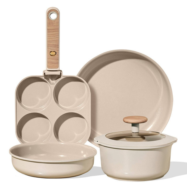 Carote 6pc Ceramic Nonstick Detachable Cookware Set Taupe