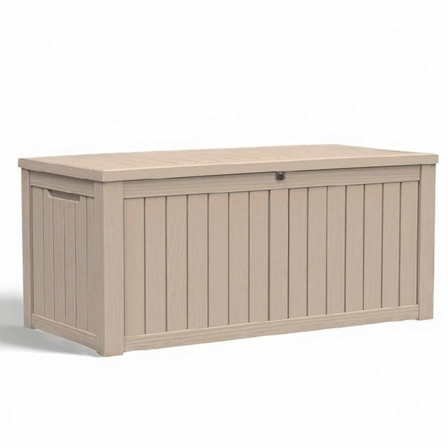 GGYI 120 GallonOutdoor Storage Box,Resin Deck Boxes Waterproof, IndoorOutdoor Bin for Package Delivery, Patio Cushions, Gardening Tools, Lockable, UV Resistant