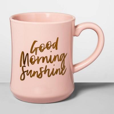 15oz Stoneware Good Morning Diner Mug Light Pink - Opalhouse&#153;
