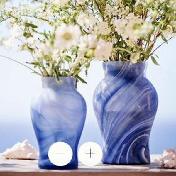 Blue Swirl Glass Vase - Blue, S