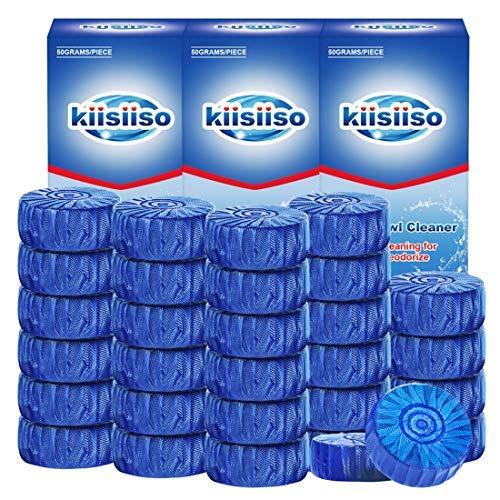 KIISIISO Automatic Toilet Bowl Cleaner Tablets，Bathroom Toilet Tank Cleaner，Blue Clean Bubbles,Strong Detergent Ability,Long-lasting 300 brushes,Mild Fresh Pine Scent(30 Pack)