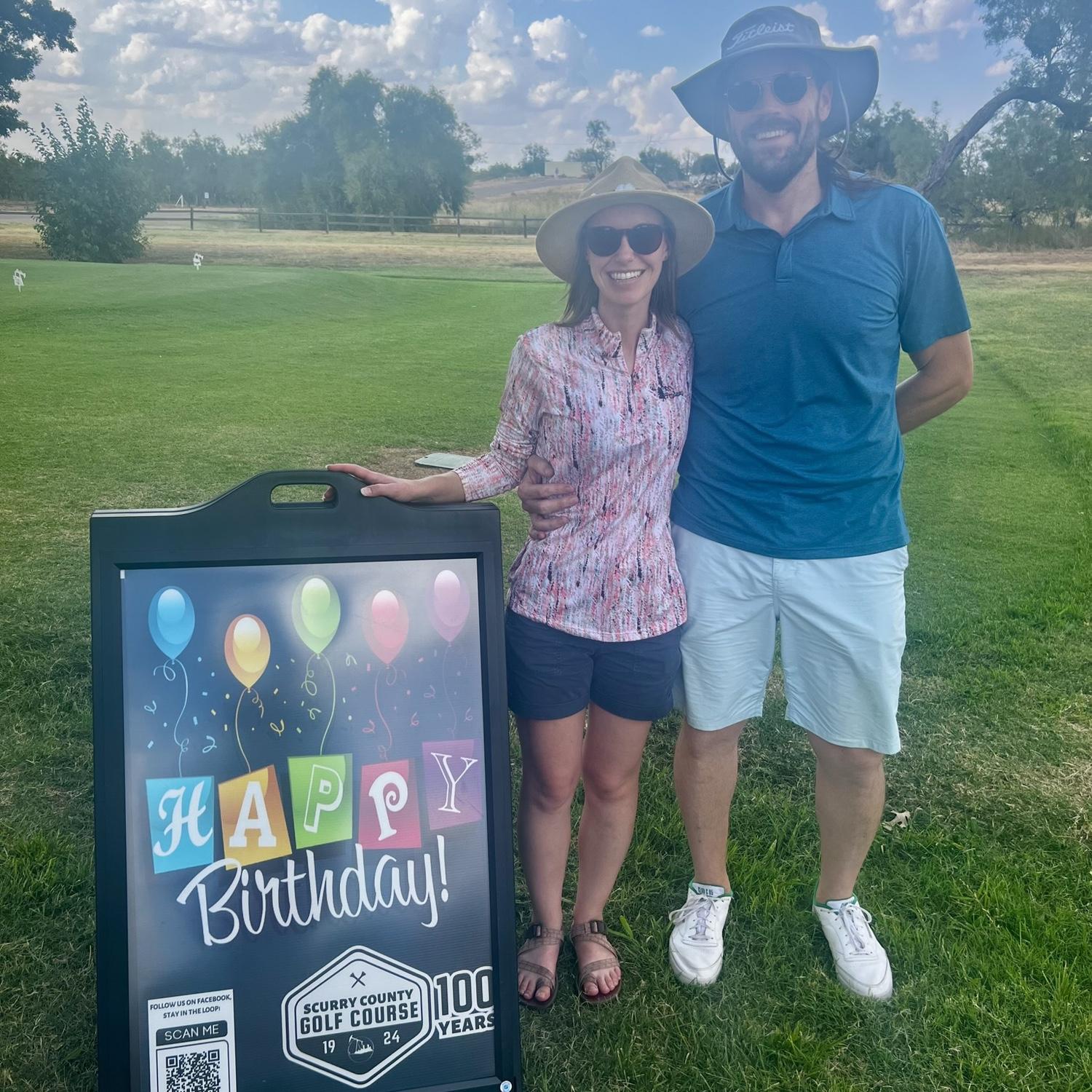 Brianne and the Scurry County Golf Course both celebrating birthdays.